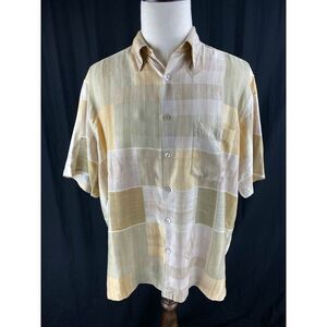 Tori Richard Mens‎ L 100% Silk Hawaiian Beach Button Shirt AOP Floral Patchwork